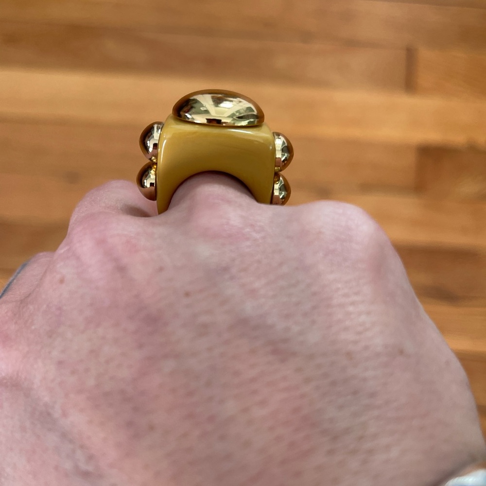 La Manso chunky yellow and gold dome ring size 6 - Picture 7 of 16